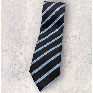 PAUL SMITH Silk Tie ITALY XL Brown Blue Striped W:3.8" EUC